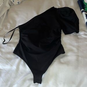 Free people black one shoulder bodysuit